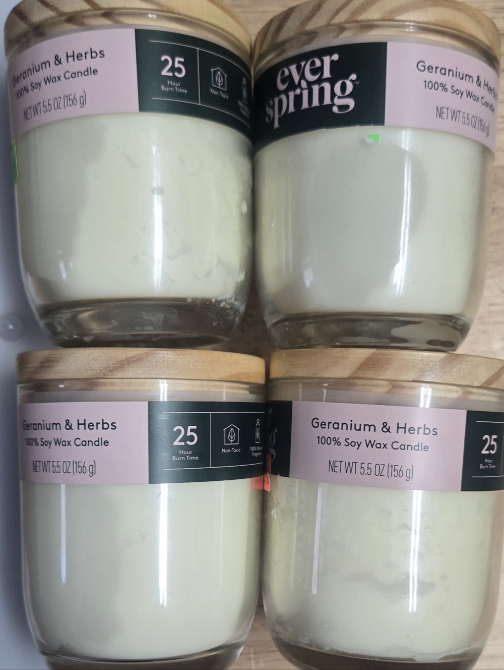 Geranium & Herbs Soy Wax Candle - White Set Of 4 Candles